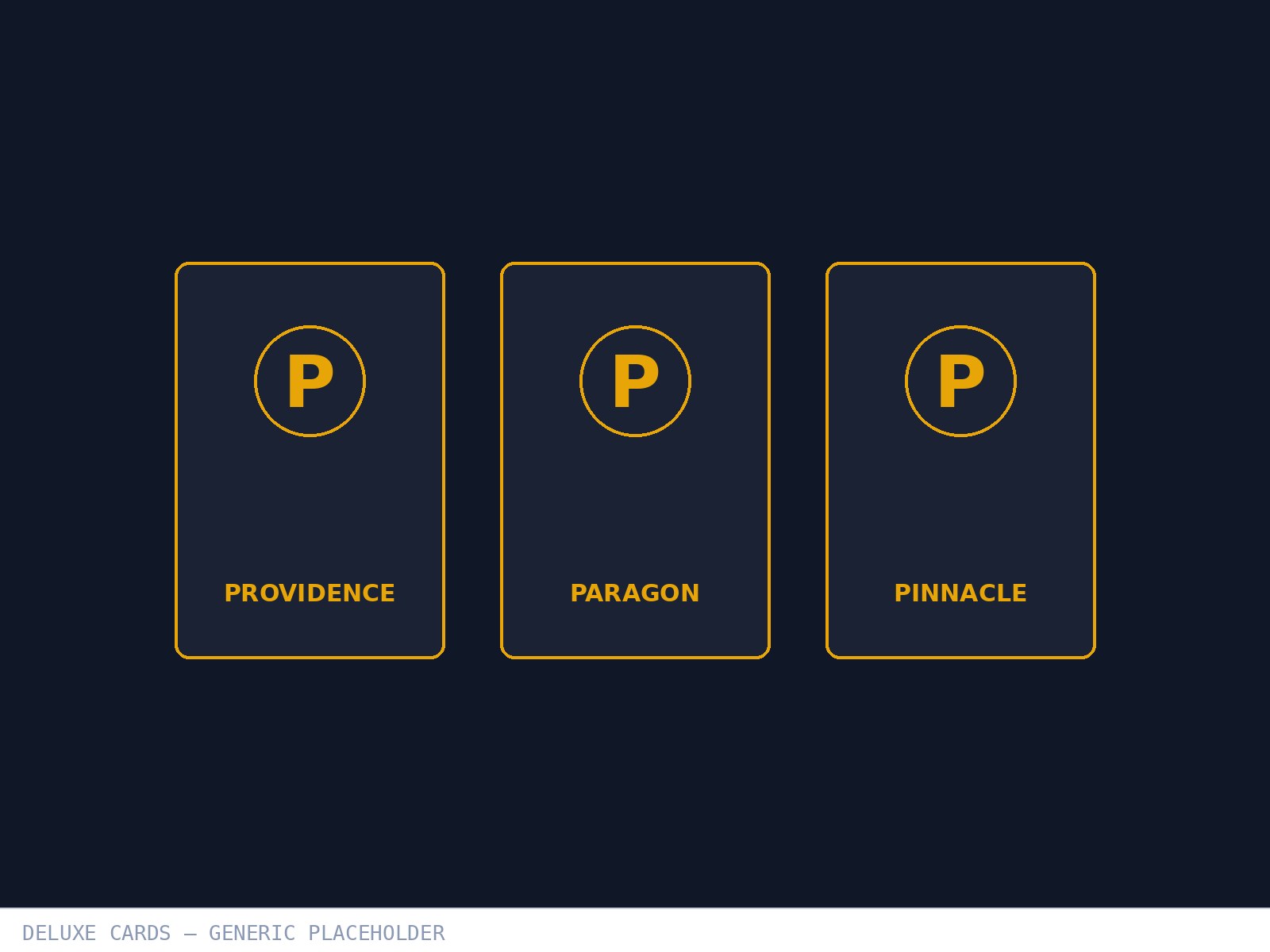Providence, Paragon, and Pinnacle cards from Ludox Deluxe.